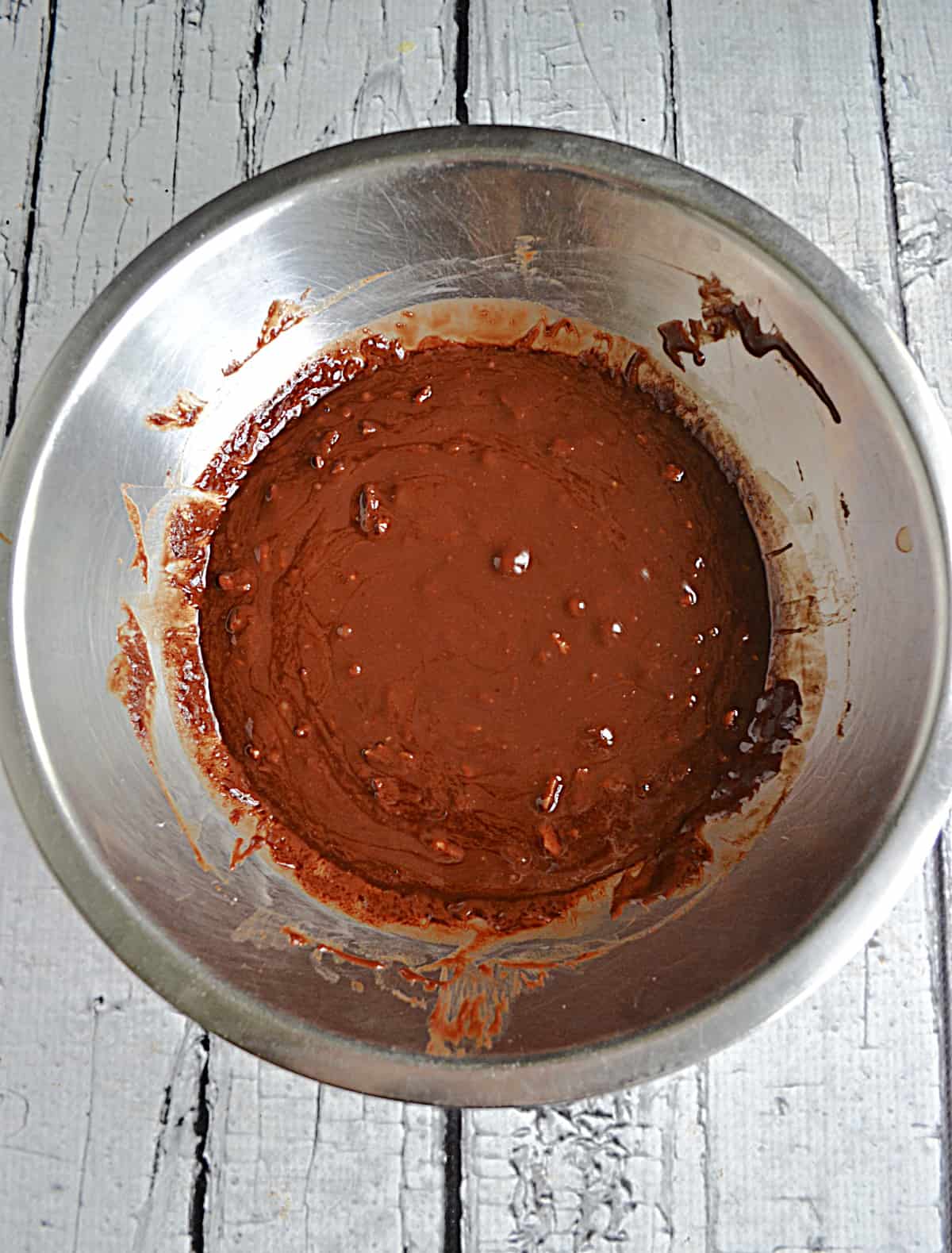 A bowl of chocolate ganache.