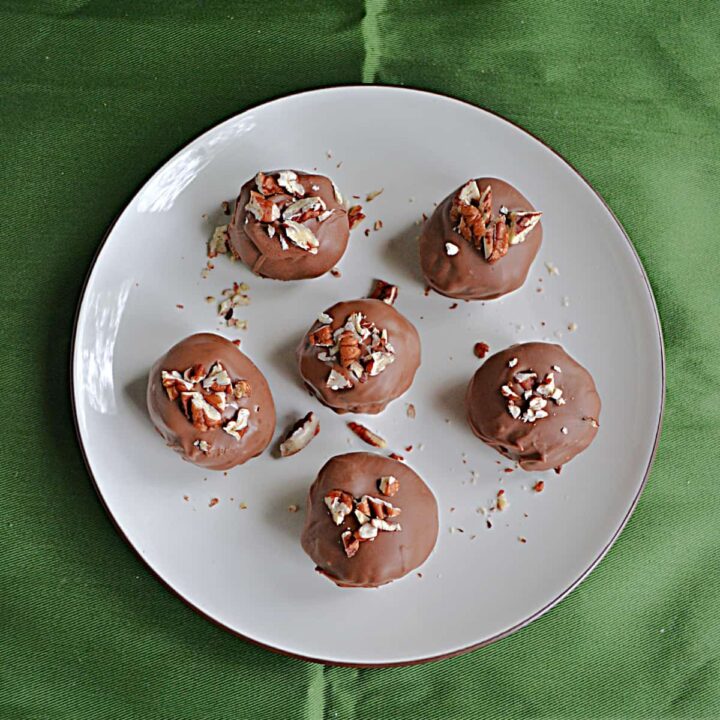 A plate of Bailey's truffles.