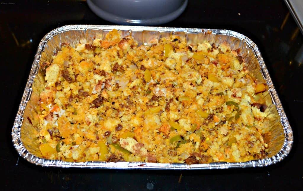 My family can't get enough of this Cornbread, Jalapeno, and Chorizo Stuffing for the holidays.