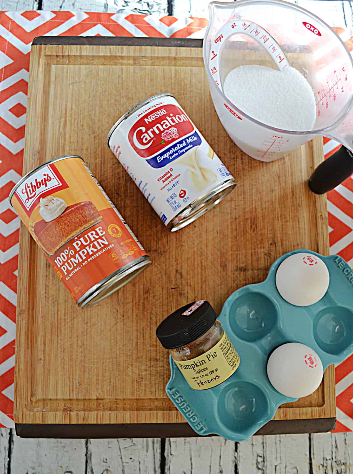 Ingredients to make a Pumpkin Pie.