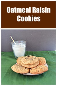 Pin Image: Text title, A plate of cookies with a glass of milk behind it.