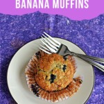 Pin Image: Title, a muffin on a plate with 2 forks.