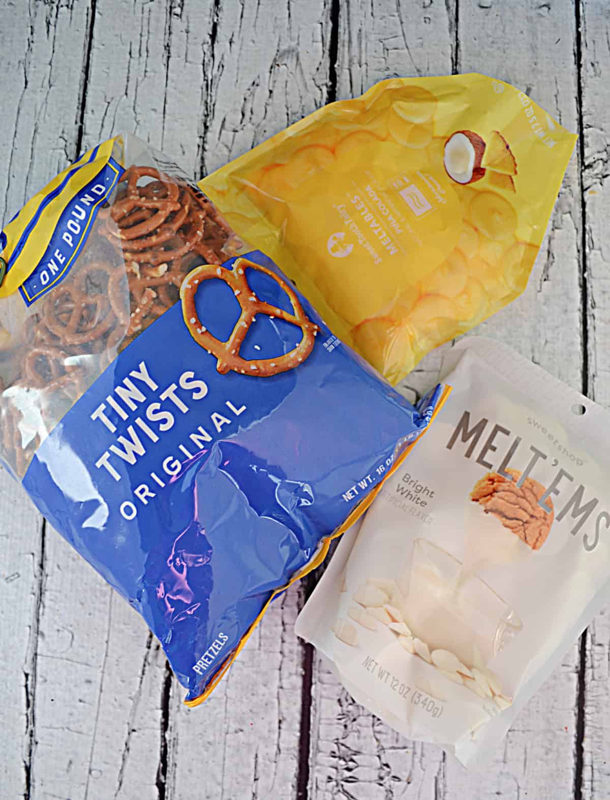 Ingredients to make Chocolate Pretzel Ducks and Bunnies.