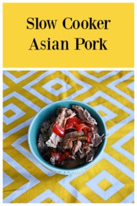 Pin Image: Text title, a bowl of Pork and Peppers.
