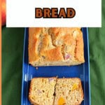 Pin Image: Title, a platter with a loaf of bread on it.