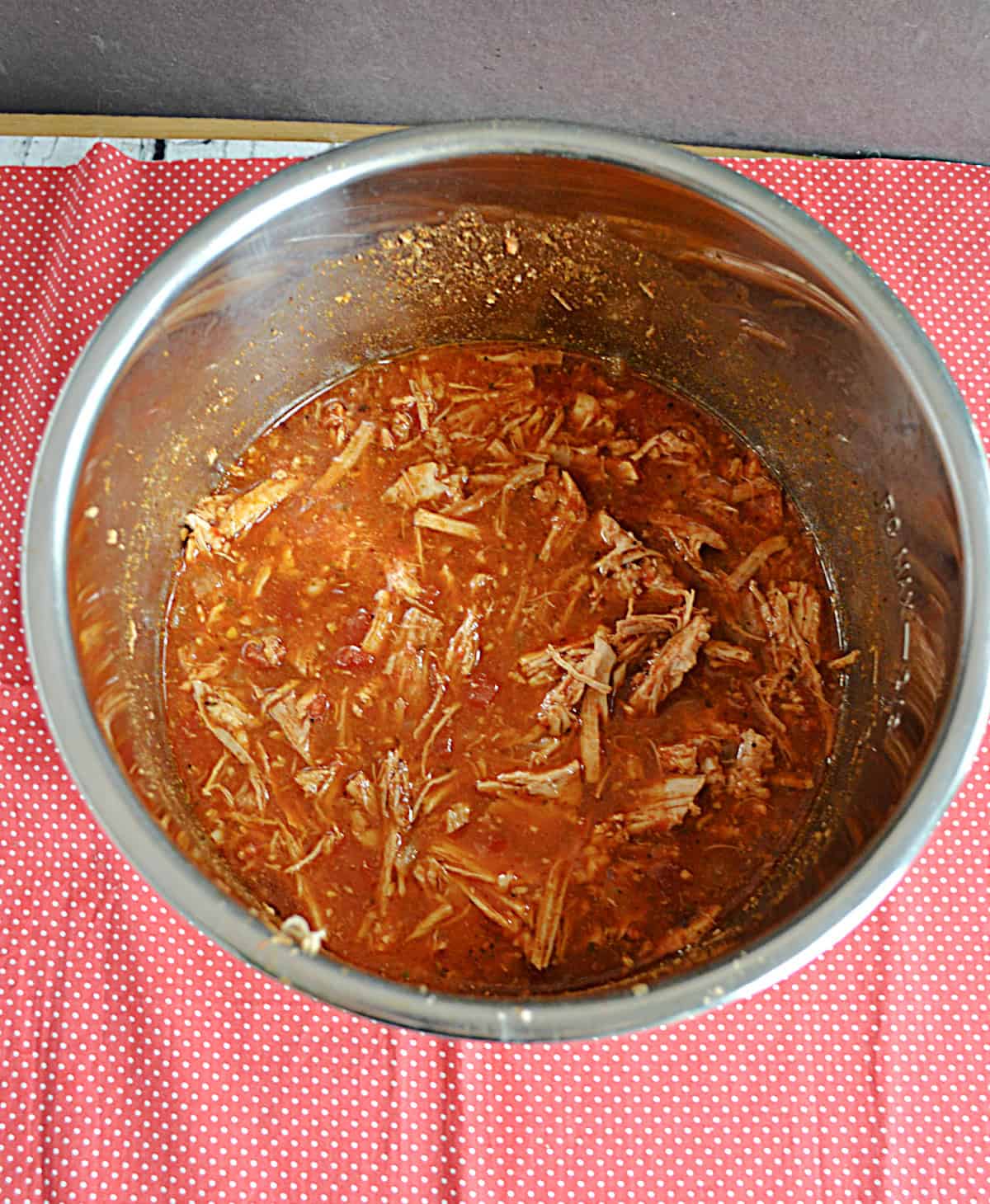 A pot of pork Barbacoa.