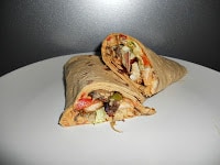 Chicken, Hummus, and Sauteed Vegetable Wraps are perfect for lunch!