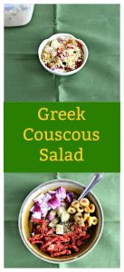 Pin Image- Greek Couscous Salad with text overlay