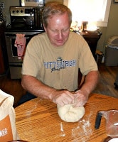 My dad making the dough for homemade Pierogies!