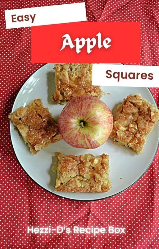 Pin Image: Title, a plate with apple squares on it and an apple in the middle.