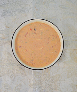 A top view of Jalapeno Popper Chicken Chili.