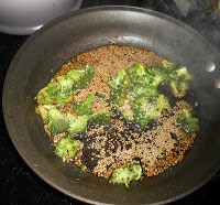 Broccoli and sesame seeds with soy sauce makes a delicious sauce for Sesame Tofu