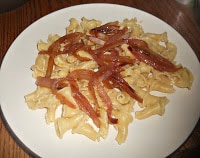 Fusilli with Caramelized onions, cheese, and white wine