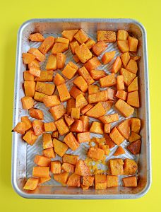 A pan of roasted butternut squash