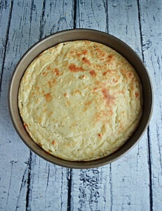 A pan of mashed potato souffle