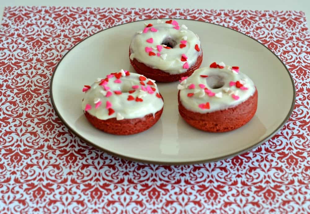 Fun and easy baked red velvet donuts for Valentine's Day