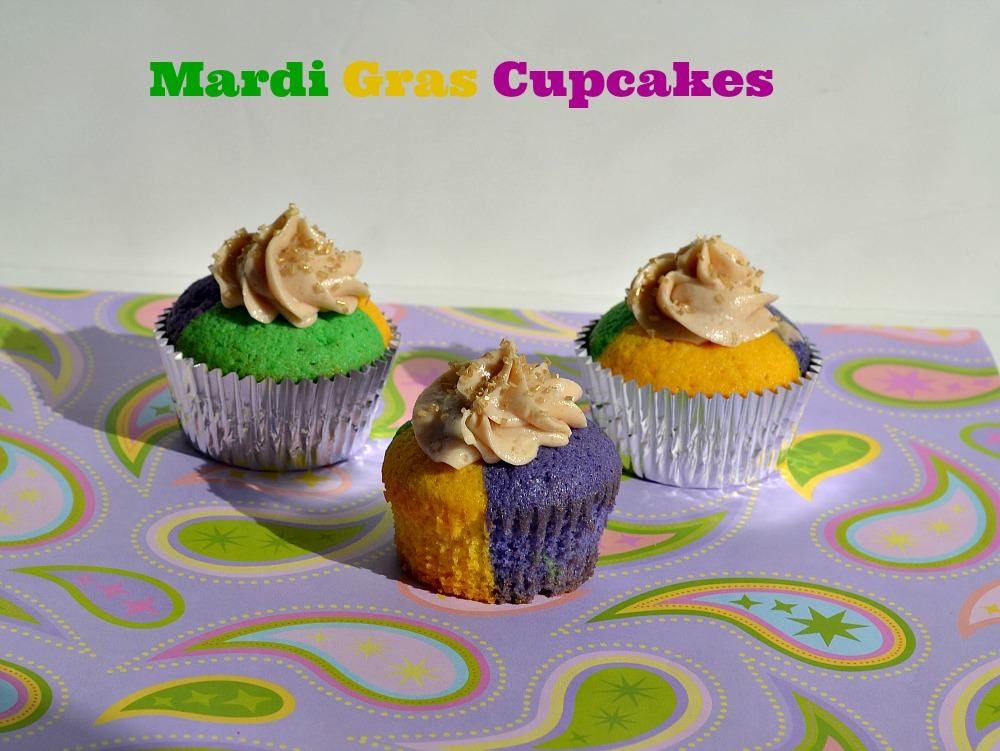 Mardi Gras Cupcakes with Cinnamon Frosting