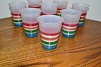 Rainbow Jell-O cups