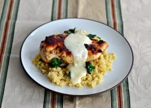 Sauteed Chicken over Spinach and Caramelized Onions with Dubliner Sauce