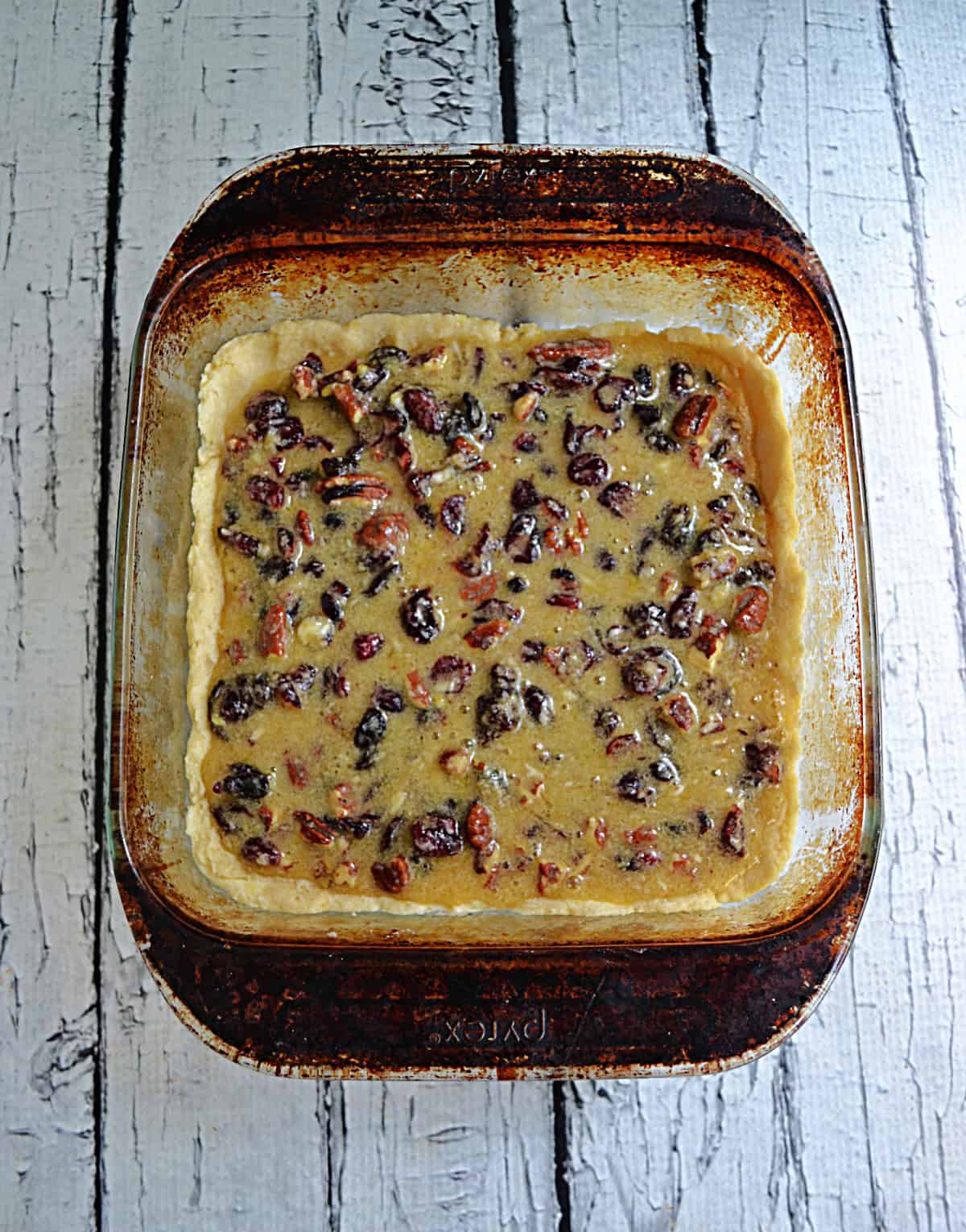 A pan of cranberry bars.