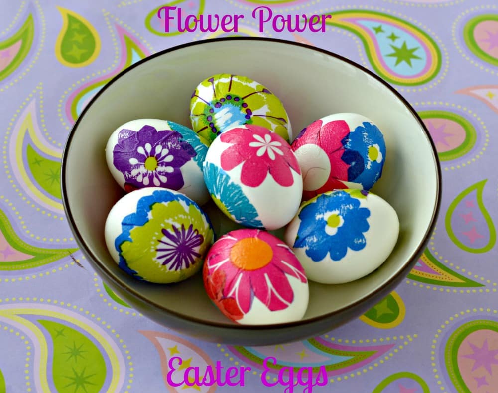DIY Flower Power Easter eggs using napkins and Mod Podge!