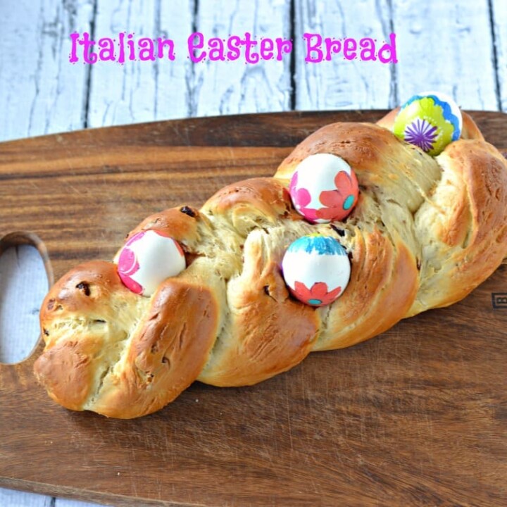 Easter Bread made beautiful with decorated Easter eggs!