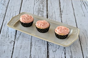 Pink moscato cupcakes with strawberry frosting