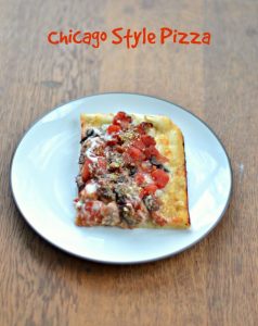 Chicago Style pizza with sausage and mushrooms