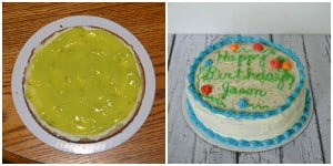 Homemade Lime Curd filling in a vanilla bean cake for my brother's birthday