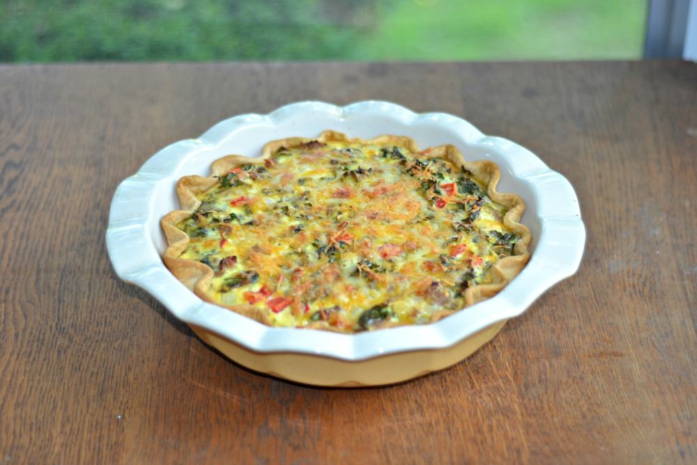 Kale, Italian Sausage, and sweet Cheddar Quiche | Hezzi-D's Books and Cooks