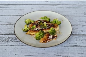 Sweet and Spicy Chili Chicken Strips with broccoli
