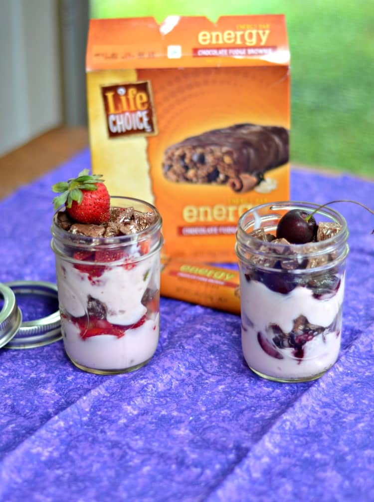 Chocolate Covered Cherry Parfaits in a Jar:  Protein Bar Recipes