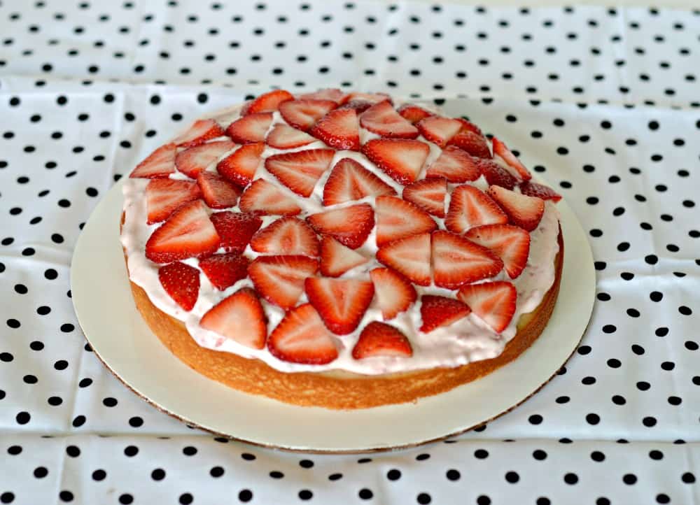 Layers of strawberries and strawberry frosting make this a Strawberry Dream Cake