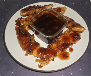 Panko Crusted Chicken Strips with Jack Daniels Glaze