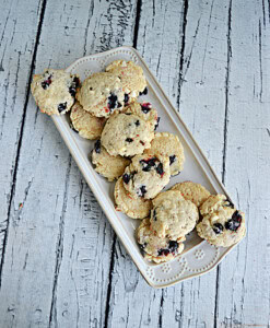 A platter piled high with lemon blueberry cookies.