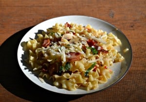 Pasta with Mushrooms and Bacon is a great weeknight meal!