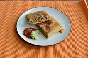 Delicious Vegetarian Chimichangas made with Meyond Meat Beefy Crumbles