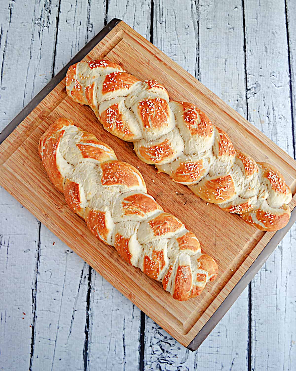 Two baked Vegan Challah braided breads