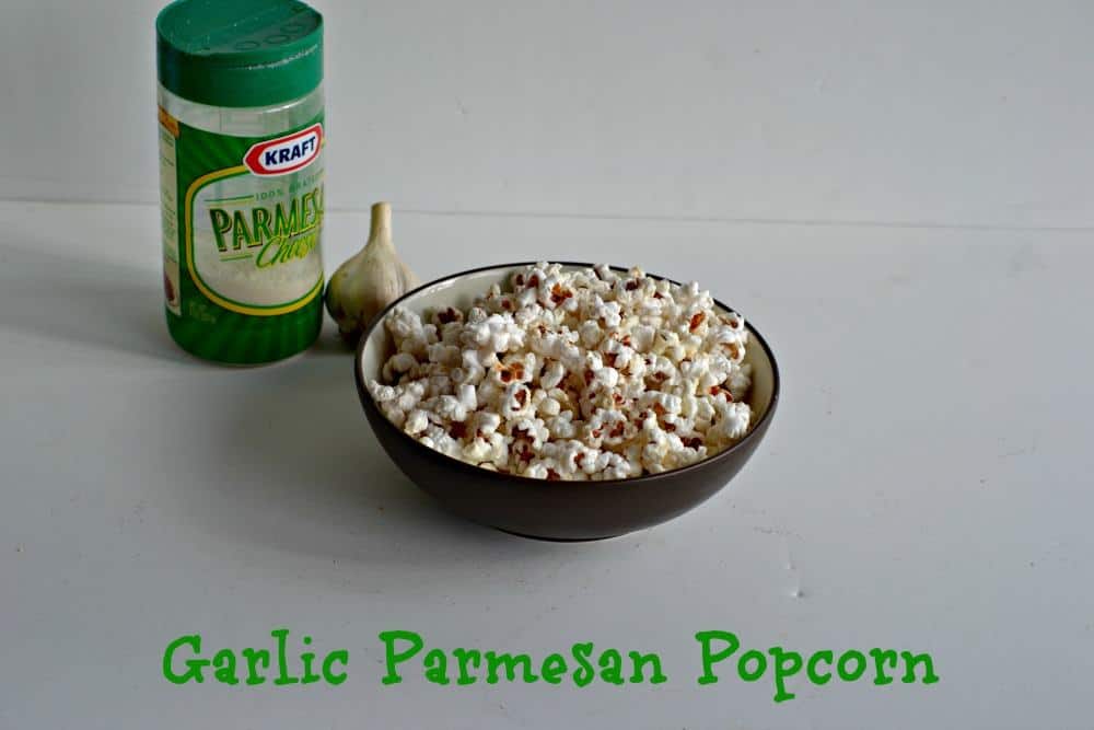 Garlic Parmesan Popcorn:  www.hezzi-dsbooksandcooks.com