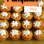 Pin Image: TItle, a plate of mini pumpkin pies.