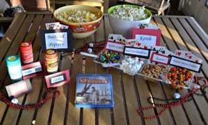 Orville Redenbacher's Popcorn Bar with candies, marshmallow, peanuts, and seasoning salt
