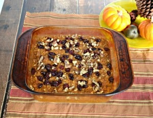 Baked Pumpkin Oatmeal with Craisins and Walnuts