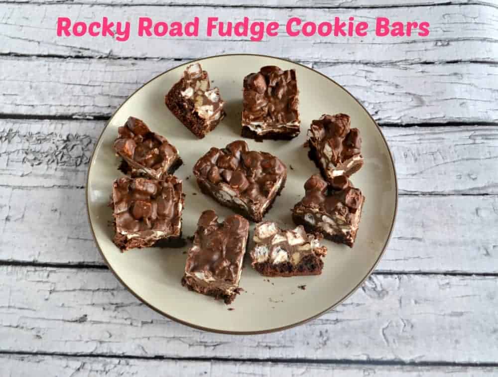 Chocolate, Marshmallows, Walnuts, and Cookies make up Rocky Road Fudge Cookie Bars