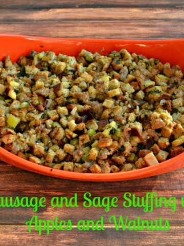 Sausage and Sage Stuffing with Apples and Walnuts will be your new Thanksgiving favorite!