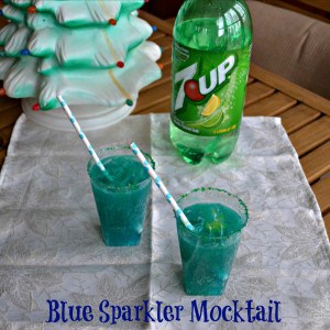 Blue Sparkler Mocktail made with 7UP and Orange juice