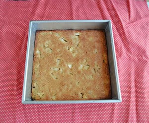 A pan of caramel apple blondies.