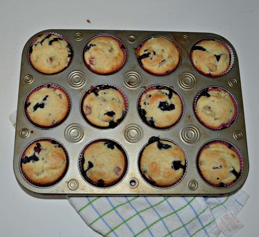 Spring Time with Blueberry and Rhubarb Muffins!