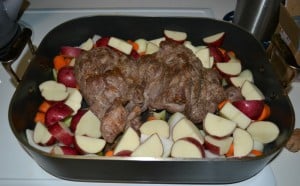 Roasted Leg of Lamb with Potatoes and Vegetables
