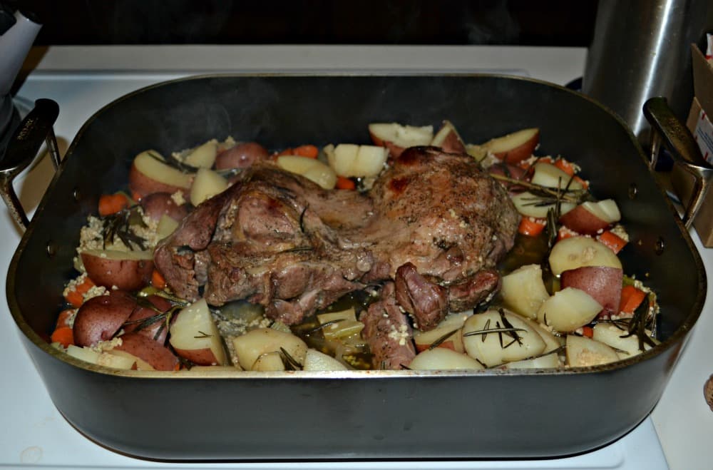 Braised Leg of Lamb with Potatoes and Vegetables
