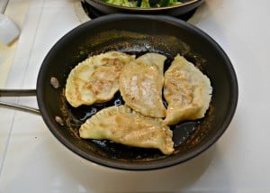 Homemade pierogies sauteed in browned butter.